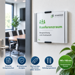 Türschild INFO SIGN 148 × 148 mm – Aluminium mit Acrylglas | AL5510