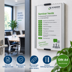 Wandschild INFO SIGN DIN A4 hoch – Aluminium mit Acrylglas | AL5520