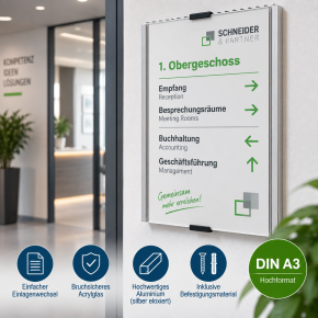 Wandschild INFO SIGN DIN A4 hoch – Aluminium mit Acrylglas | AL5520