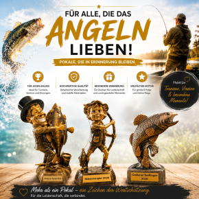 Resinfigur „Springender Fisch“ mit Gravur – Angler-Auszeichnung 113 mm