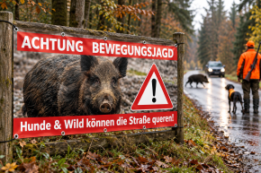 Banner Jagd / Bewegungsjagd / Achtung -mit Ösen-