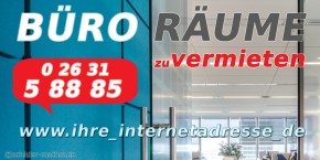 Werbebanner "Büroräume zu vermieten" 200 × 100 cm – Standardmotiv | Optional individuell gestaltbar