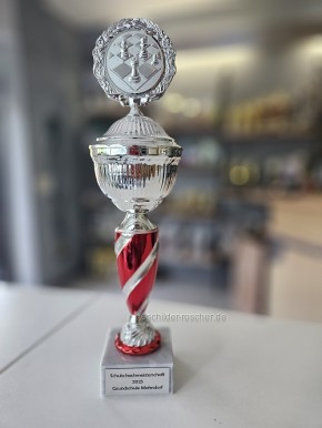 Pokal silber-rot Höhe: 31,8 cm E1605