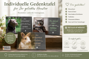 Individuelle Tier-Gedenktafel mit Foto & Wunschtext | Aluminium-Dibond 3 mm | Tiergrabschild | Hunde-, Katzen- & Haustier-Gedenktafel