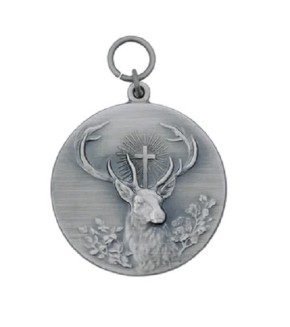 Medaille "Hirsch / Hubertushirsch",  mit Öse & Ring Ø 39 mm, 54798