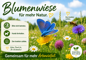 Blumenwiesen Schild individuell | Naturschild mit Logo oder Wappen