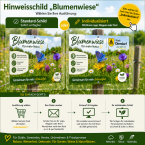 Blumenwiesen Schild individuell | Naturschild mit Logo oder Wappen
