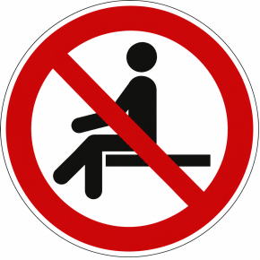 Verbotsschild „Sitzen verboten“ P018 | Folienaufkleber Ø 50 / 100 mm Ø 50 mm
