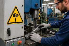 Warnschild „Warnung vor spitzem Gegenstand" – nach DIN EN ISO 7010 W022 100 mm