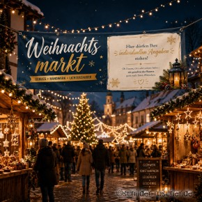 Werbebanner 200 × 100 cm – Standardmotiv | Optional individuell gestaltbar | Weihnachtsmarkt