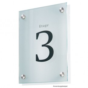 CRISTALLO Türschild rahmenlos aus 2 x 4 mm Sicherheitsglas mit hochwertigen Edelstahlhaltern / 15 x 20 cm / CR2904 CRISTALLO Türschild rahmenlos aus 2 x 4 mm Sicherheitsglas mit hochwertigen Edelstahlhaltern / 15 x 20 cm / CR2904