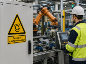 Warnschild "Warnung vor automatischem Anlauf" 100 mm