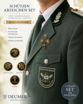 Schützenabzeichen Set „4-teilig“ – vergoldet Ø 20 mm