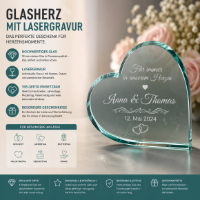 Jade-Glasherz mit individueller Lasergravur