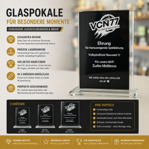 CLEAR-GLASTROPHÄE – EDLE AUSZEICHNUNG AUS GLAS MIT INDIVIDUELLER LASERGRAVUR