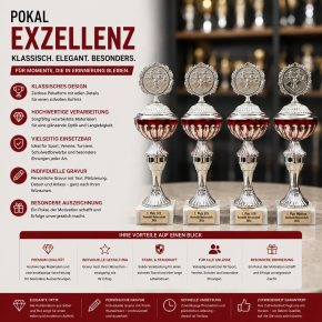 Pokal "E1331" – stilvoller Siegerpokal in silber-rot