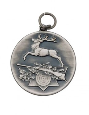 Medaille "Jagen / Springender Hirsch" mit Öse & Ring Ø 39 mm, 12540